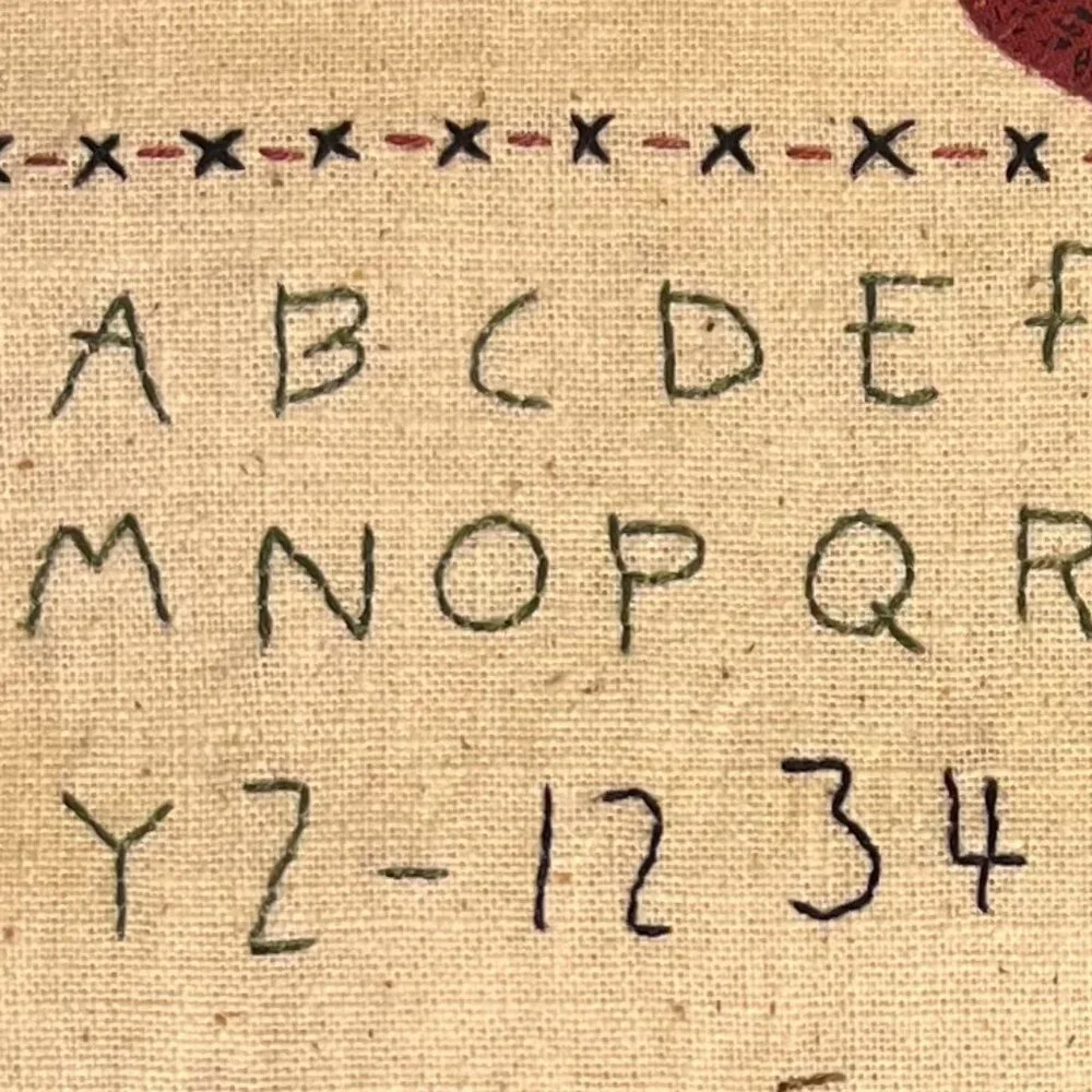 Hand Stitched Antique Needlework Sampler Reproduction Appliqué & Embroidery - Picture 5 of 16